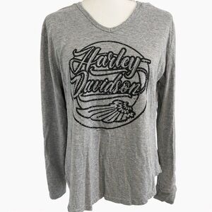 Harley-Davidson Heather Gray V-Neck Long Sleeve